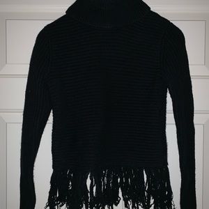 Michael Kors Black Fringe Turtleneck